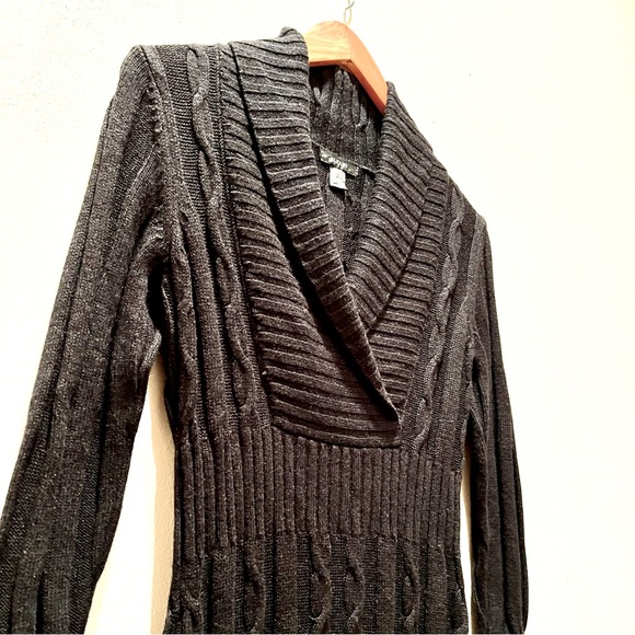 Alfani Womens Sweater Dress Silk Angora Blend Chunky Cable Knit Black Small - Picture 5 of 11